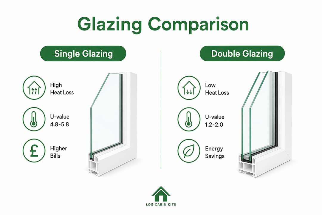 Comparison infographic of single vs double glazing