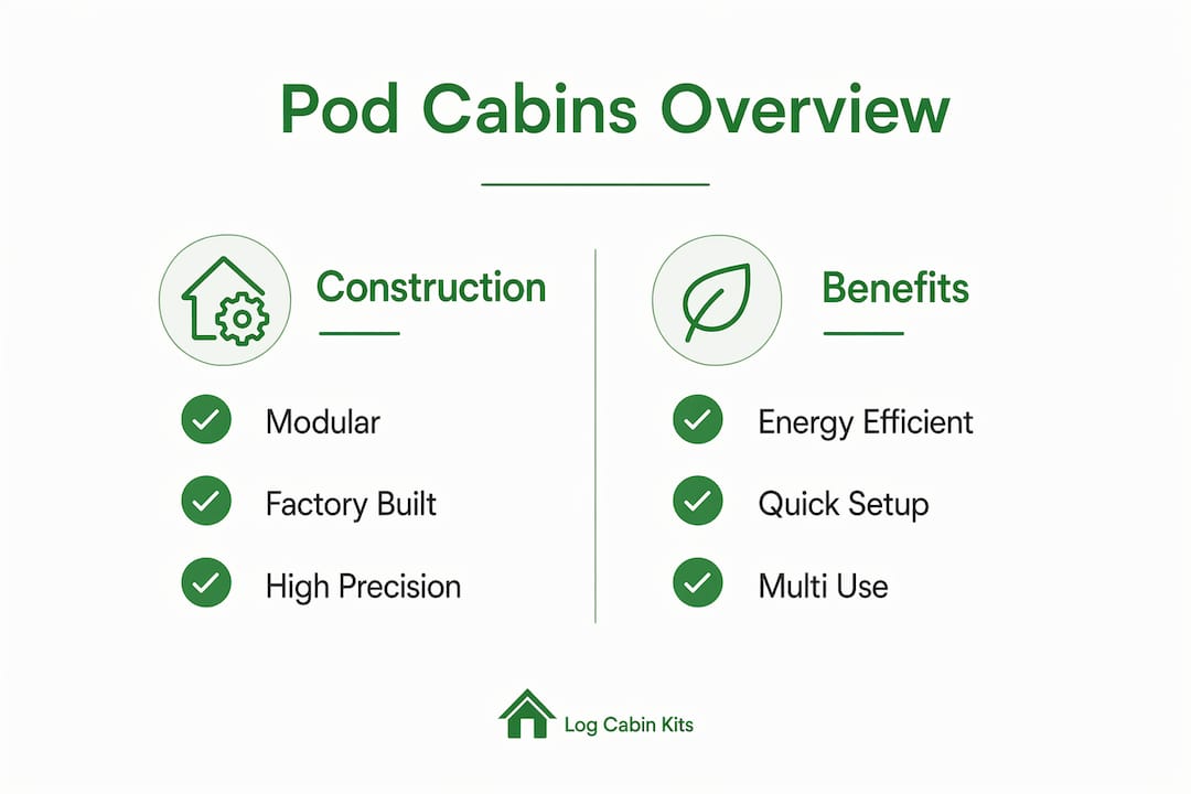 Infographic illustrating pod cabin features and benefits