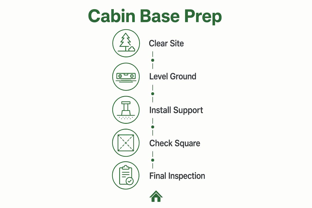 Infographic showing steps for cabin base preparation