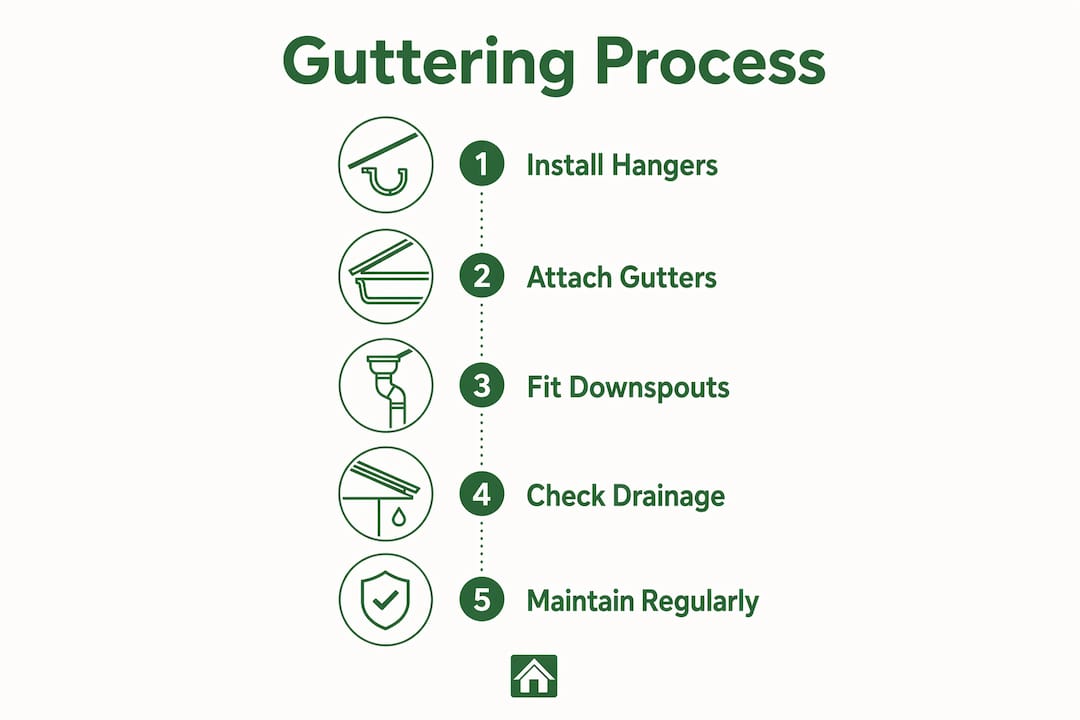 Infographic depicting log cabin guttering installation steps