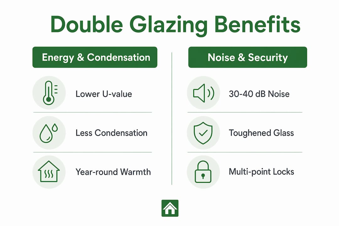 Infographic comparing double glazing benefits