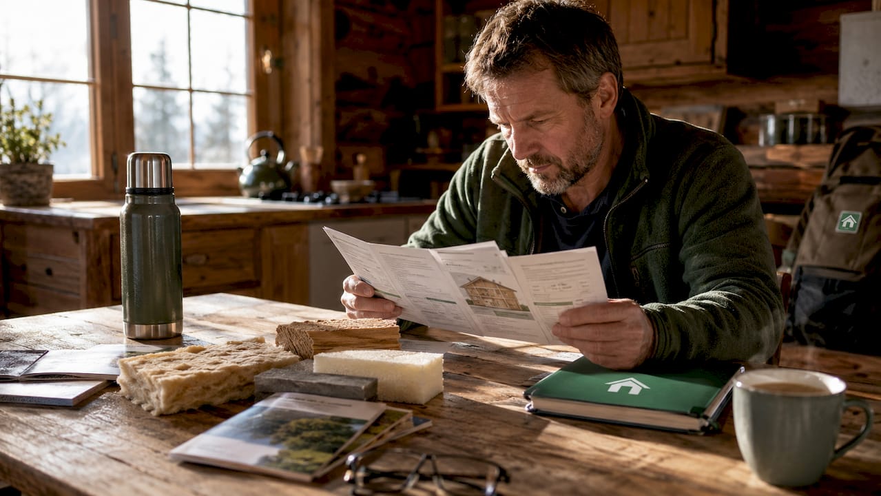 Man studying cabin insulation and U-values