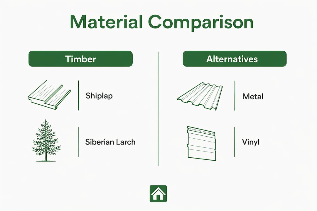 Infographic comparing timber and alternative cabin cladding materials