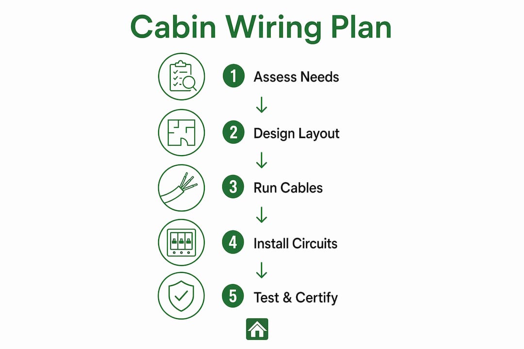 Infographic showing steps to plan cabin electrical wiring