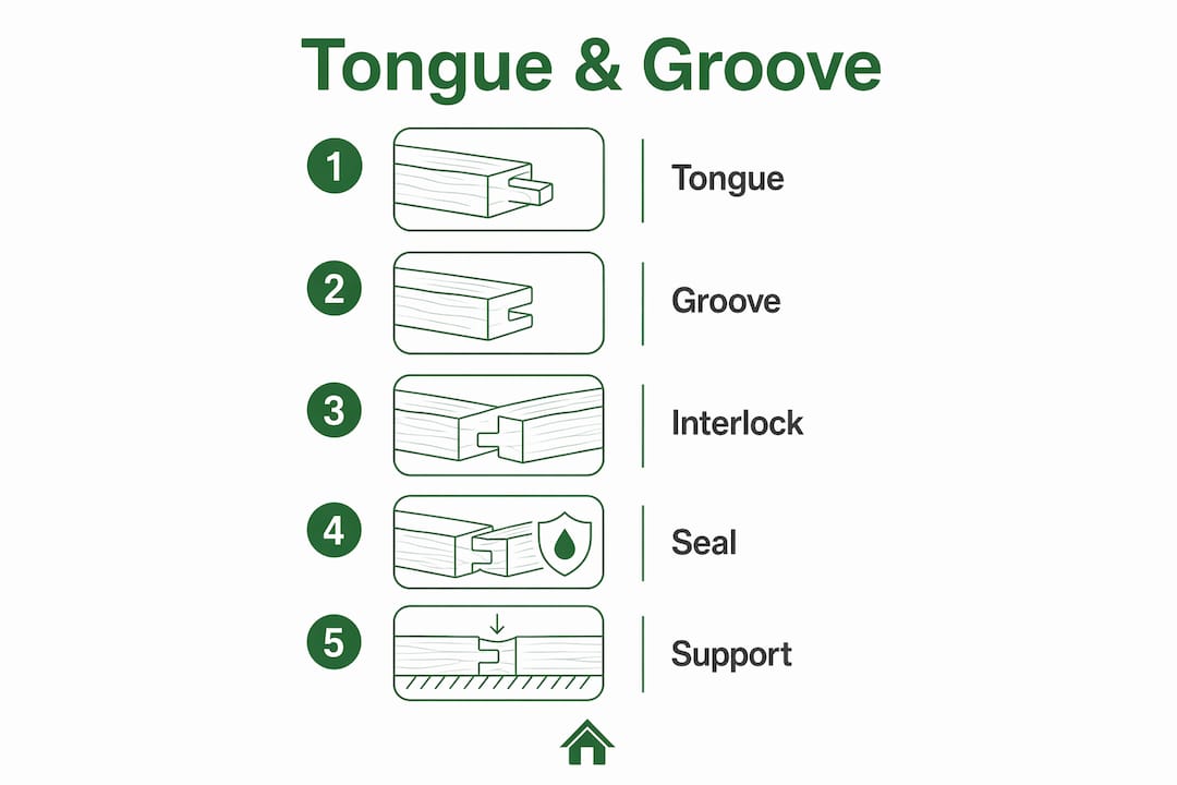 Infographic showing key parts of tongue and groove joints