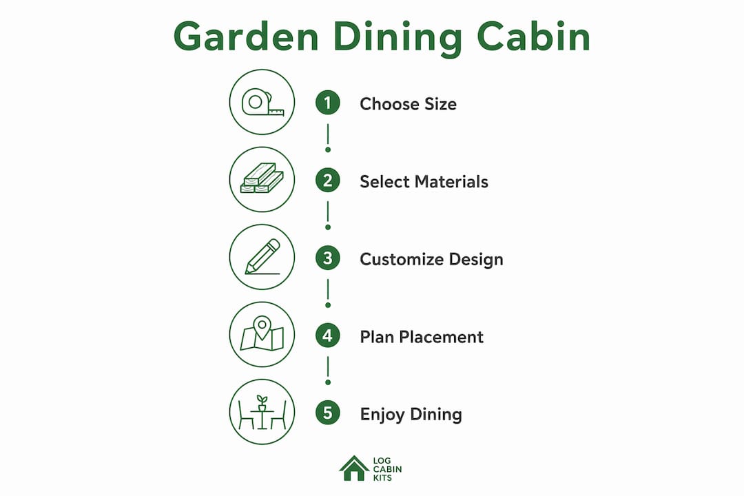 Infographic showing steps to get a garden dining cabin