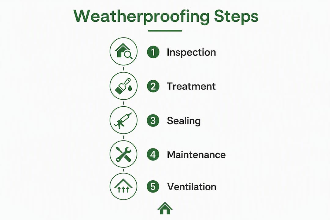 Infographic with weatherproofing steps for log cabins