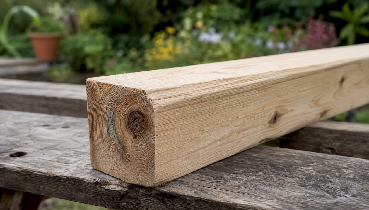 Close-up of timber showing knots and grain slope defects