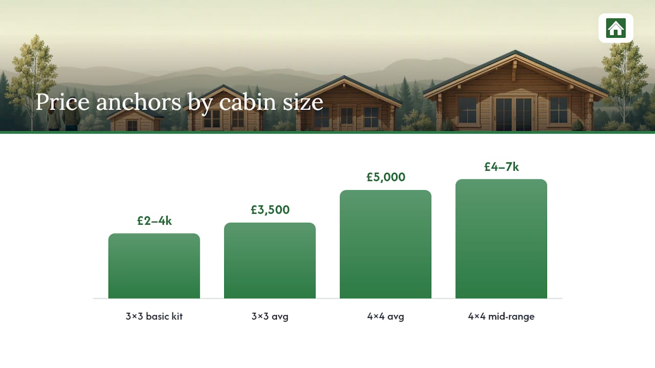 UK log cabin size and price comparison