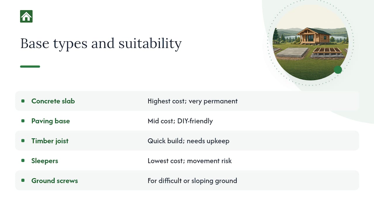 Which base type suits your garden and your budget? — overview diagram