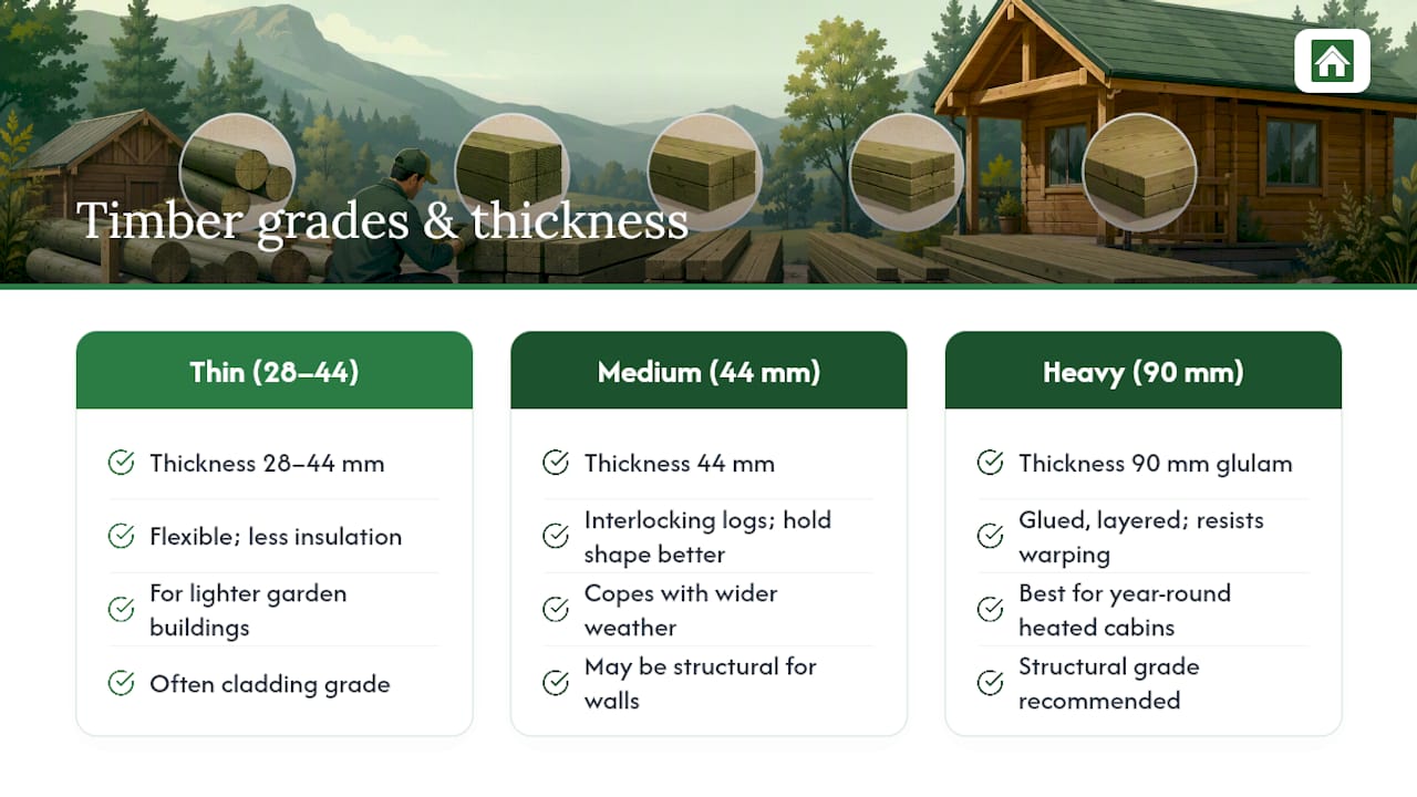 Choosing the right grade and size of treated timber for your cabin — overview diagram