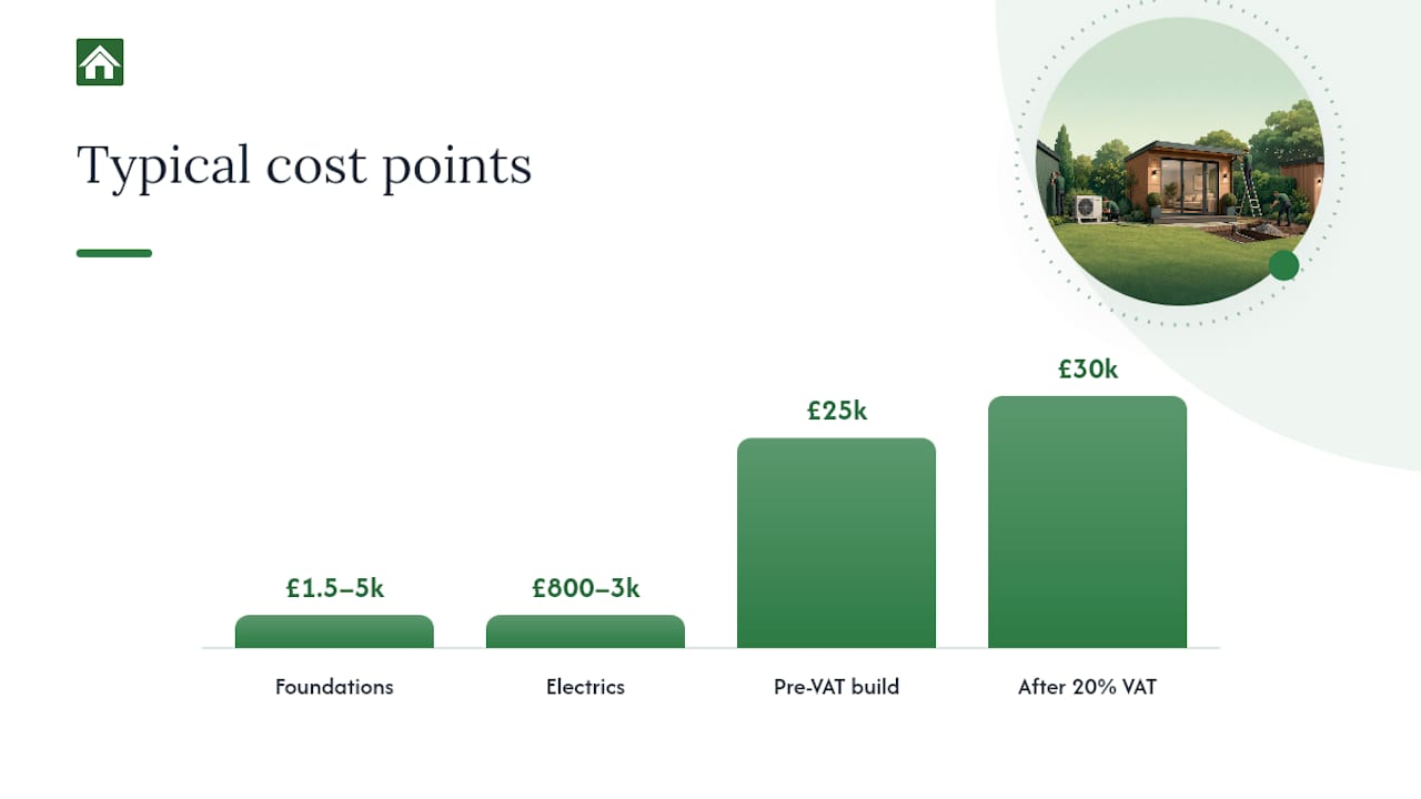 Garden office foundation and VAT cost comparison