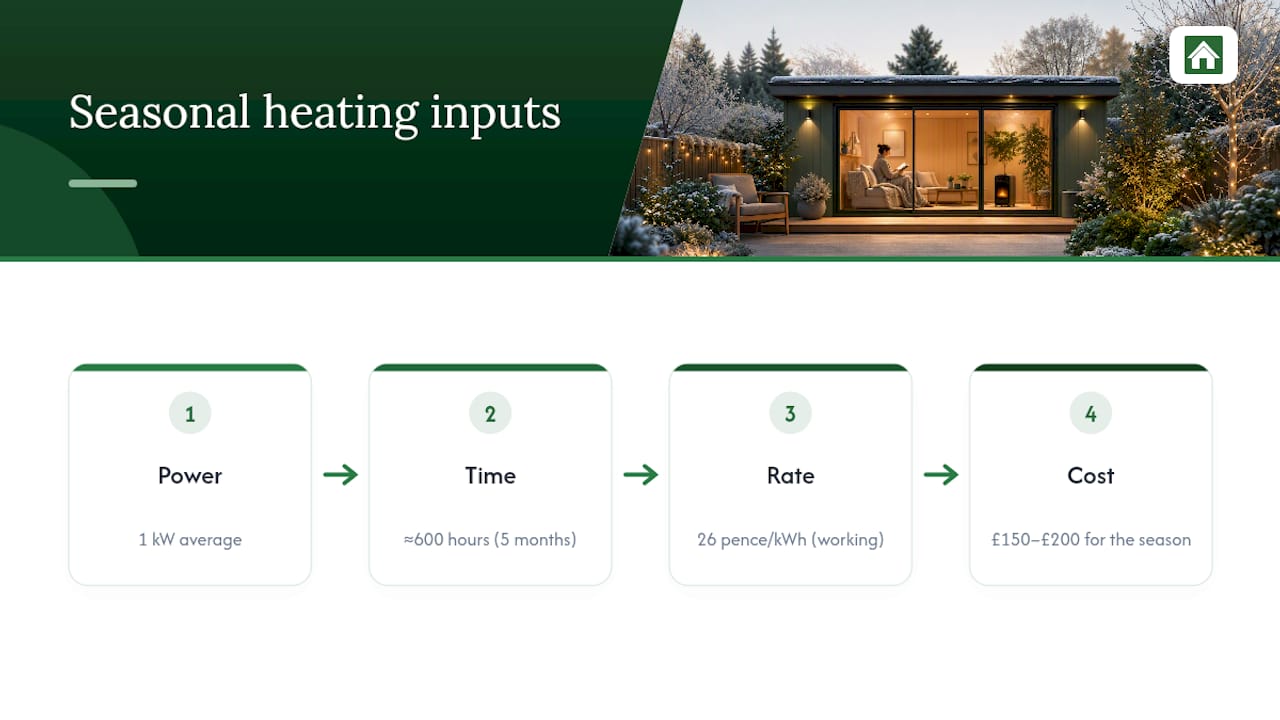 Heating cost formula for a garden room