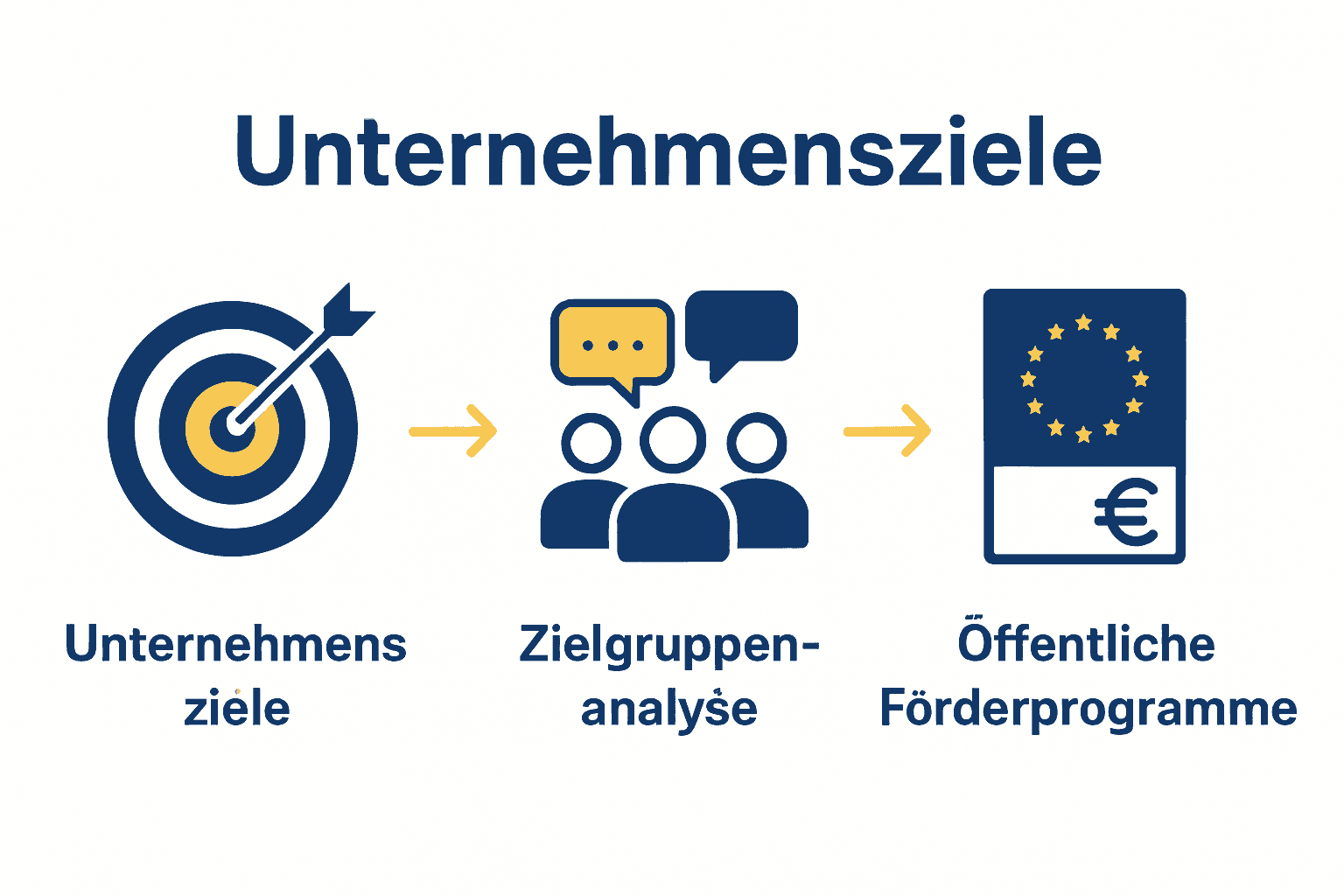 Infografik: Ziele, Zielgruppe, Förderung für Firmenwebsite