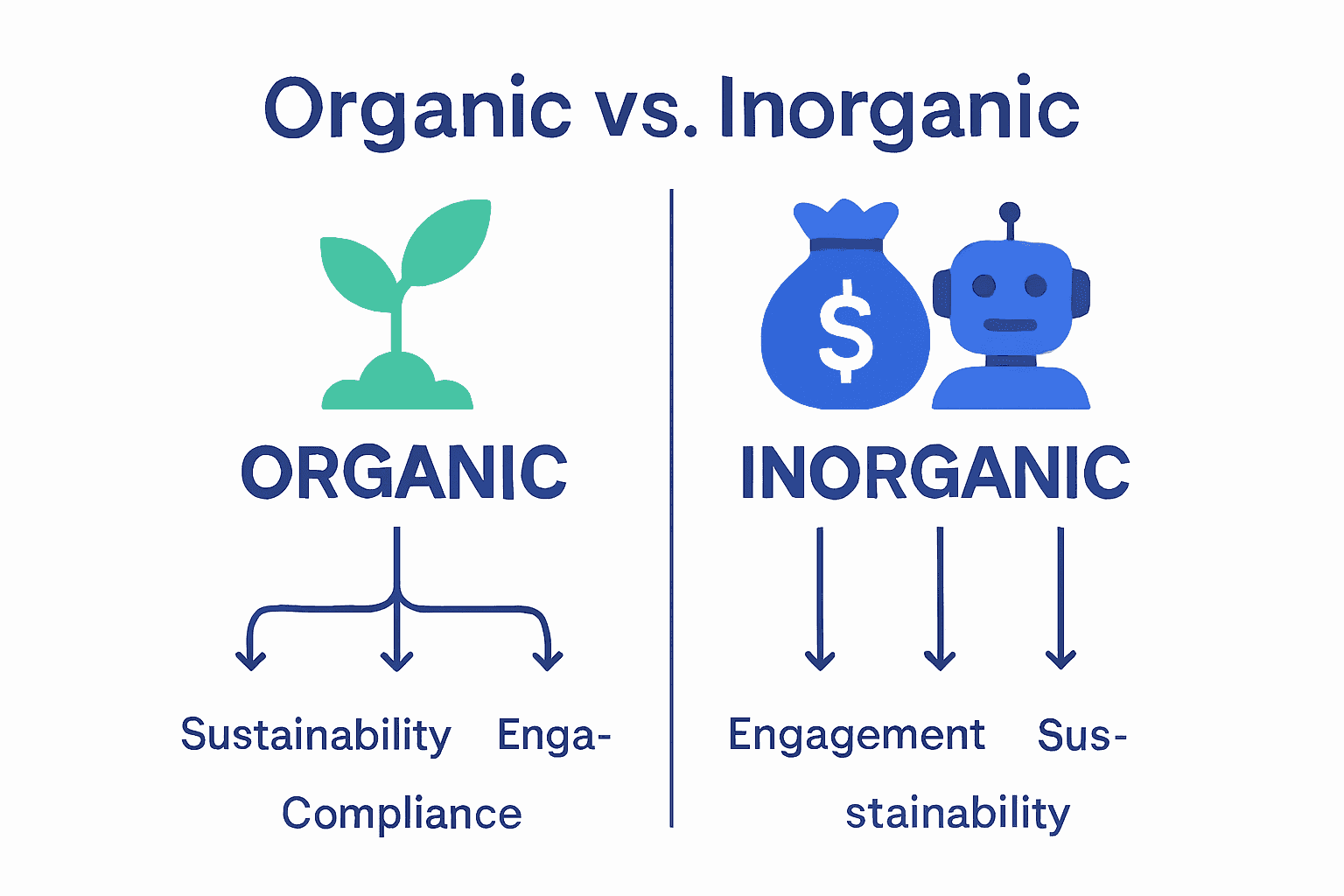 Infographic comparing organic and inorganic follower growth side by side