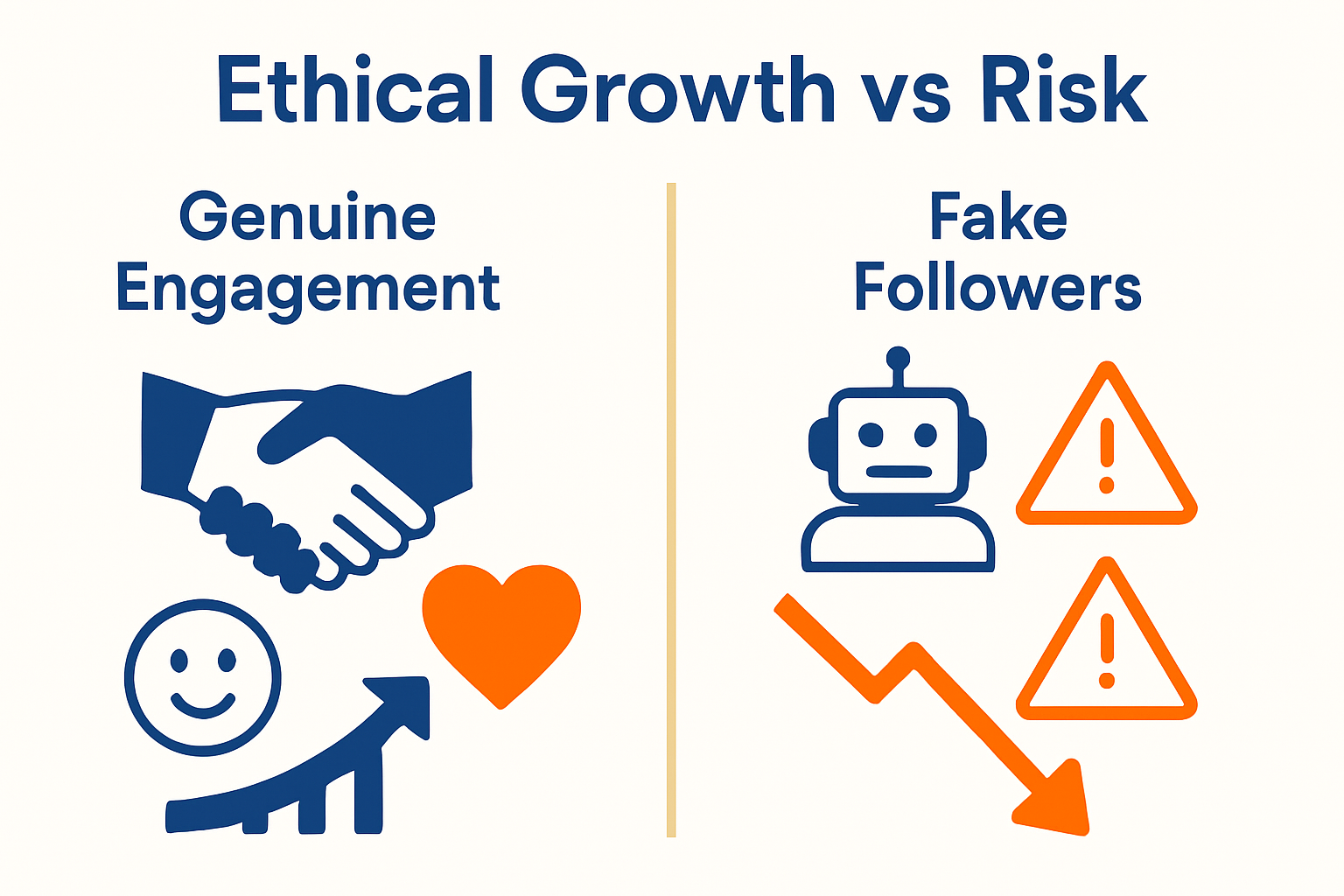 Infographic comparing authentic and risky growth methods
