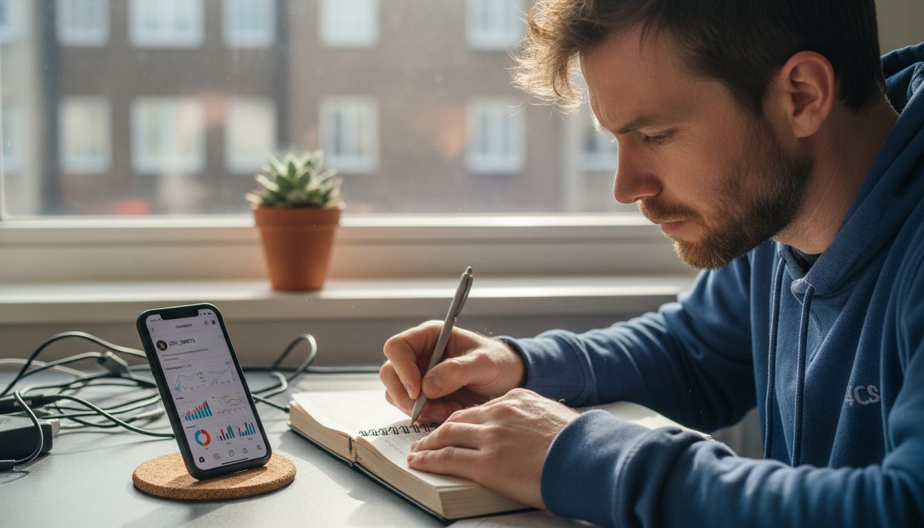 Man tracking Instagram engagement metrics