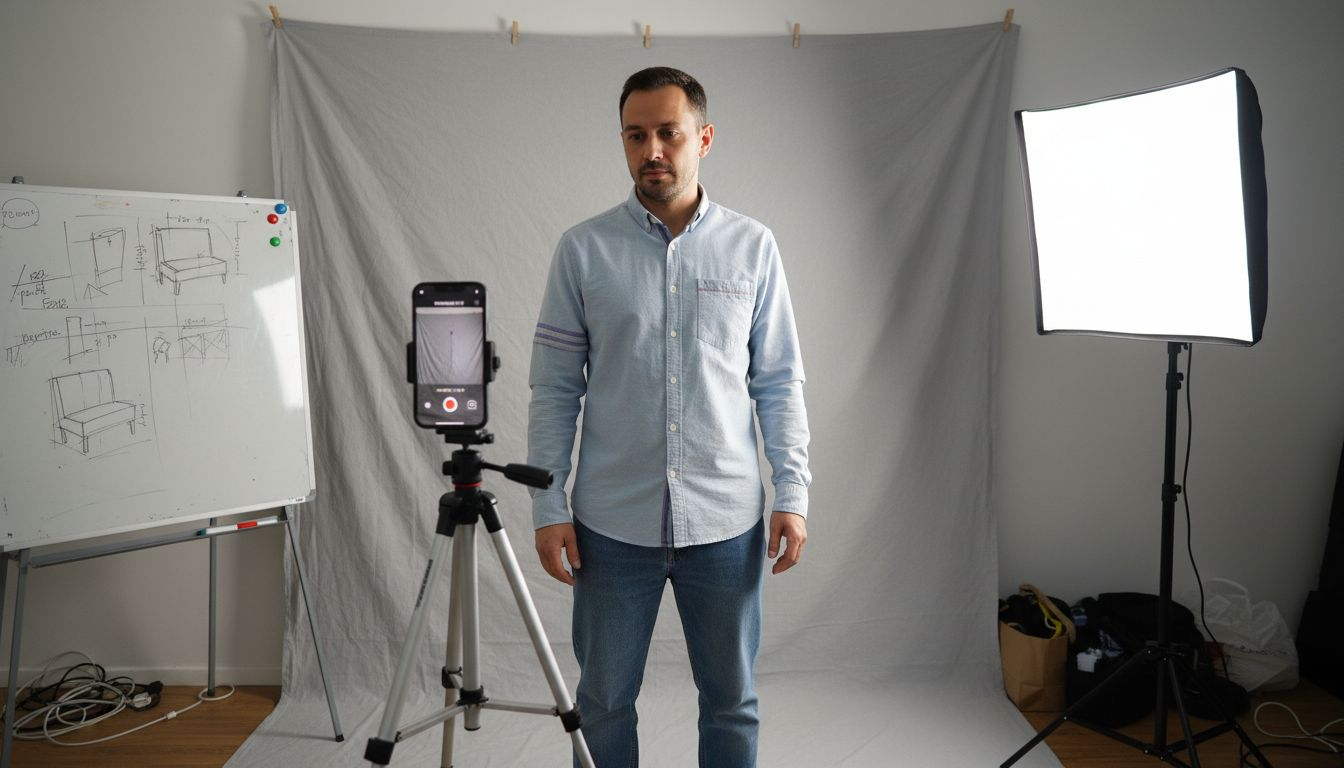 Recording vertical Instagram Reel in small studio