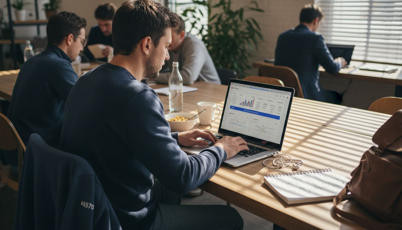 Creator using laptop for Instagram analytics