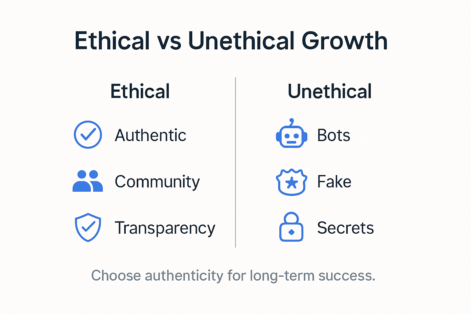 Infographic comparing ethical and unethical Instagram strategies