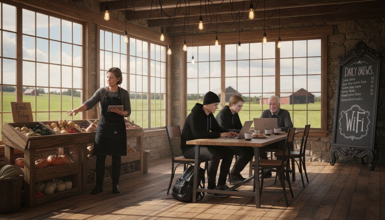 Rural business with internet-connected patrons