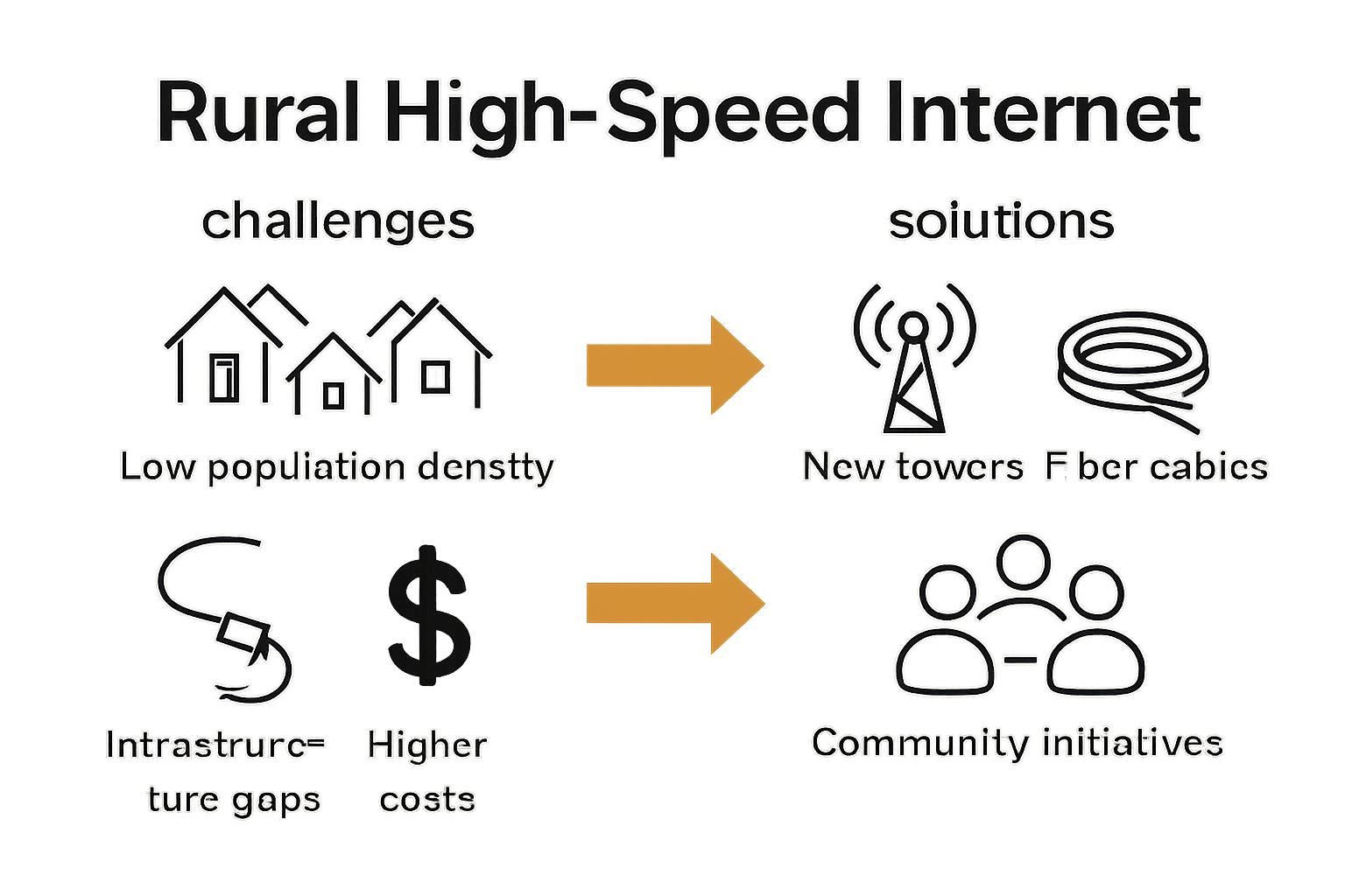 Barriers and solutions for rural internet infographic