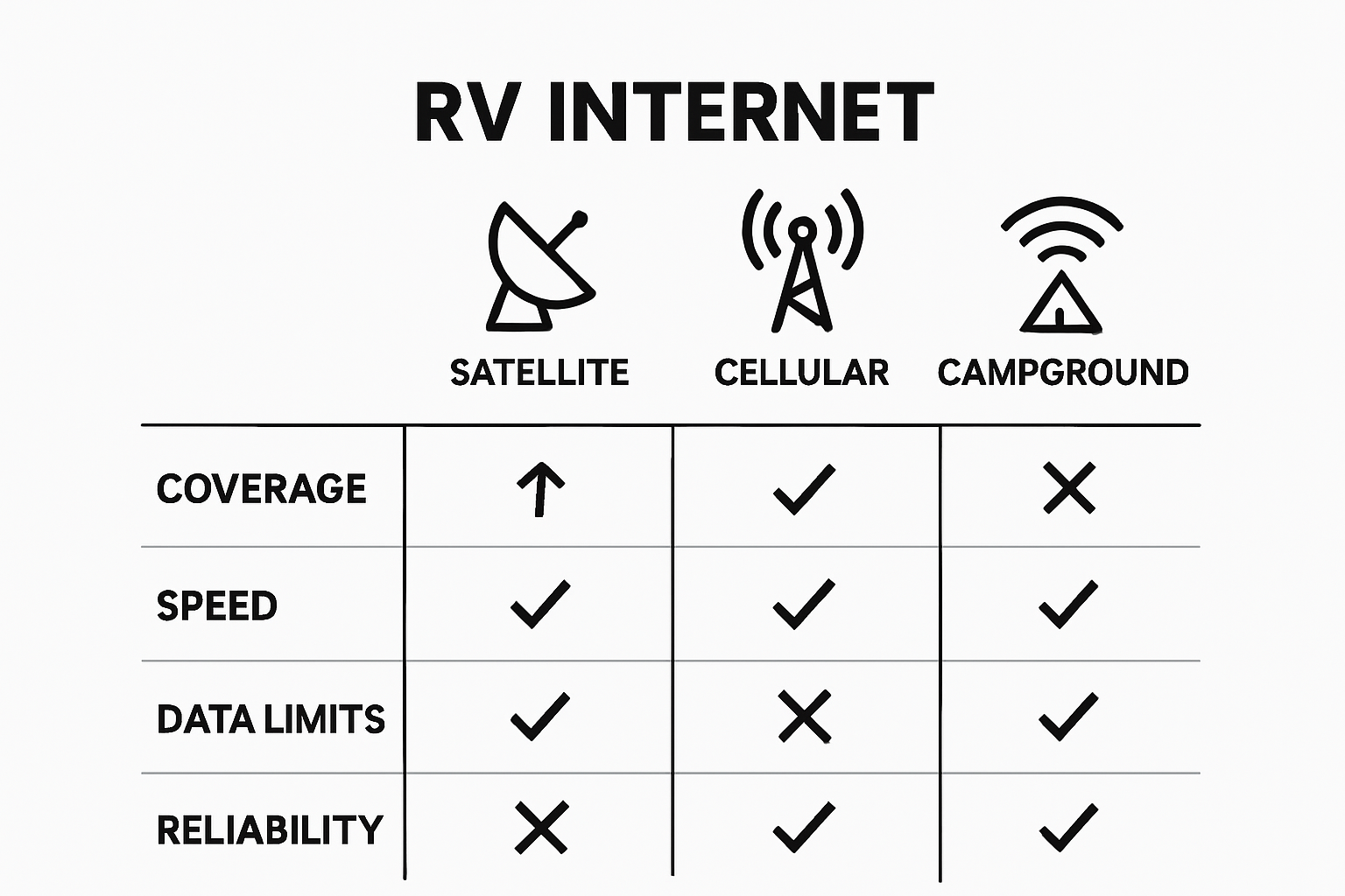 Infographic comparing RV internet types