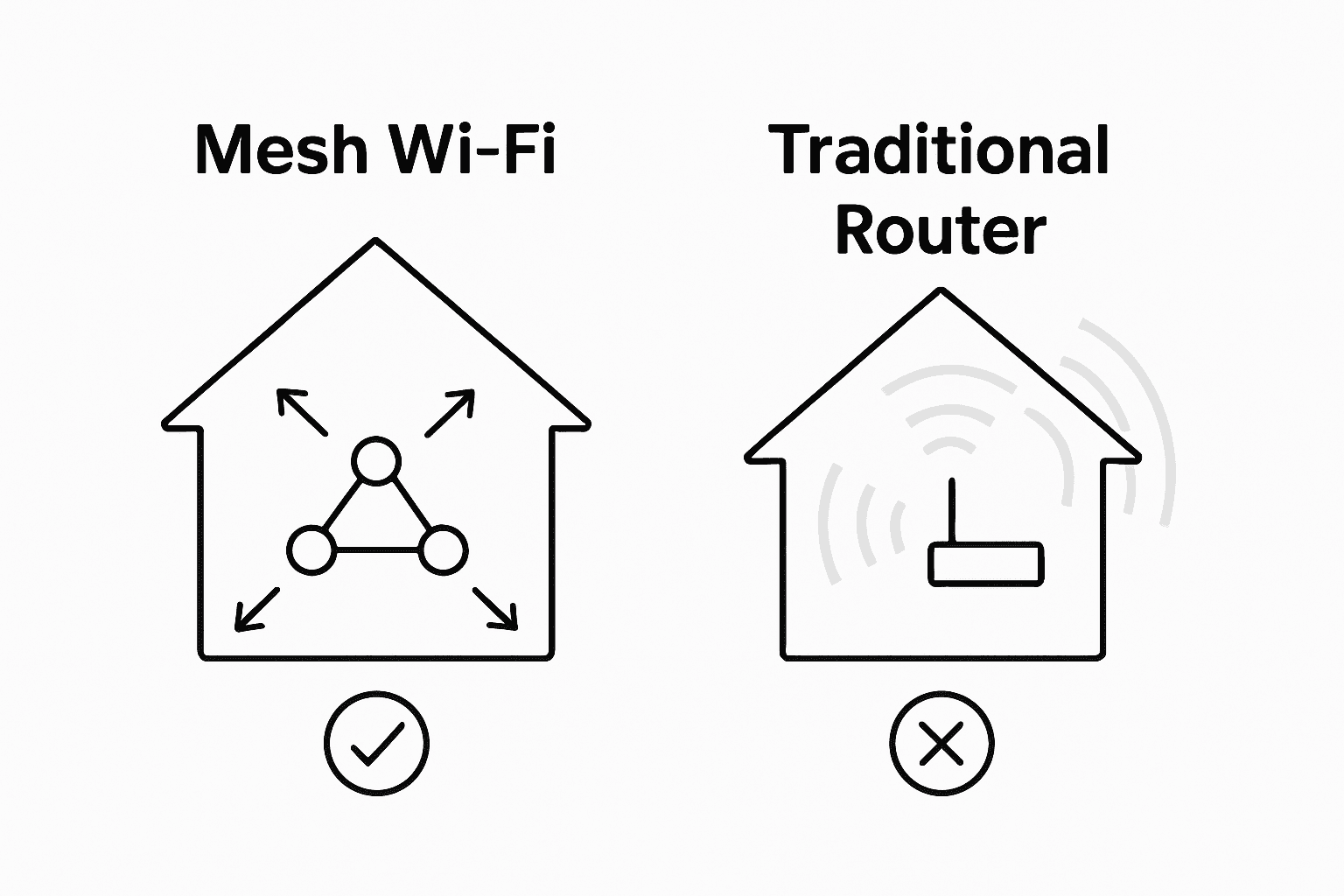 Infographic comparing mesh WiFi and routers
