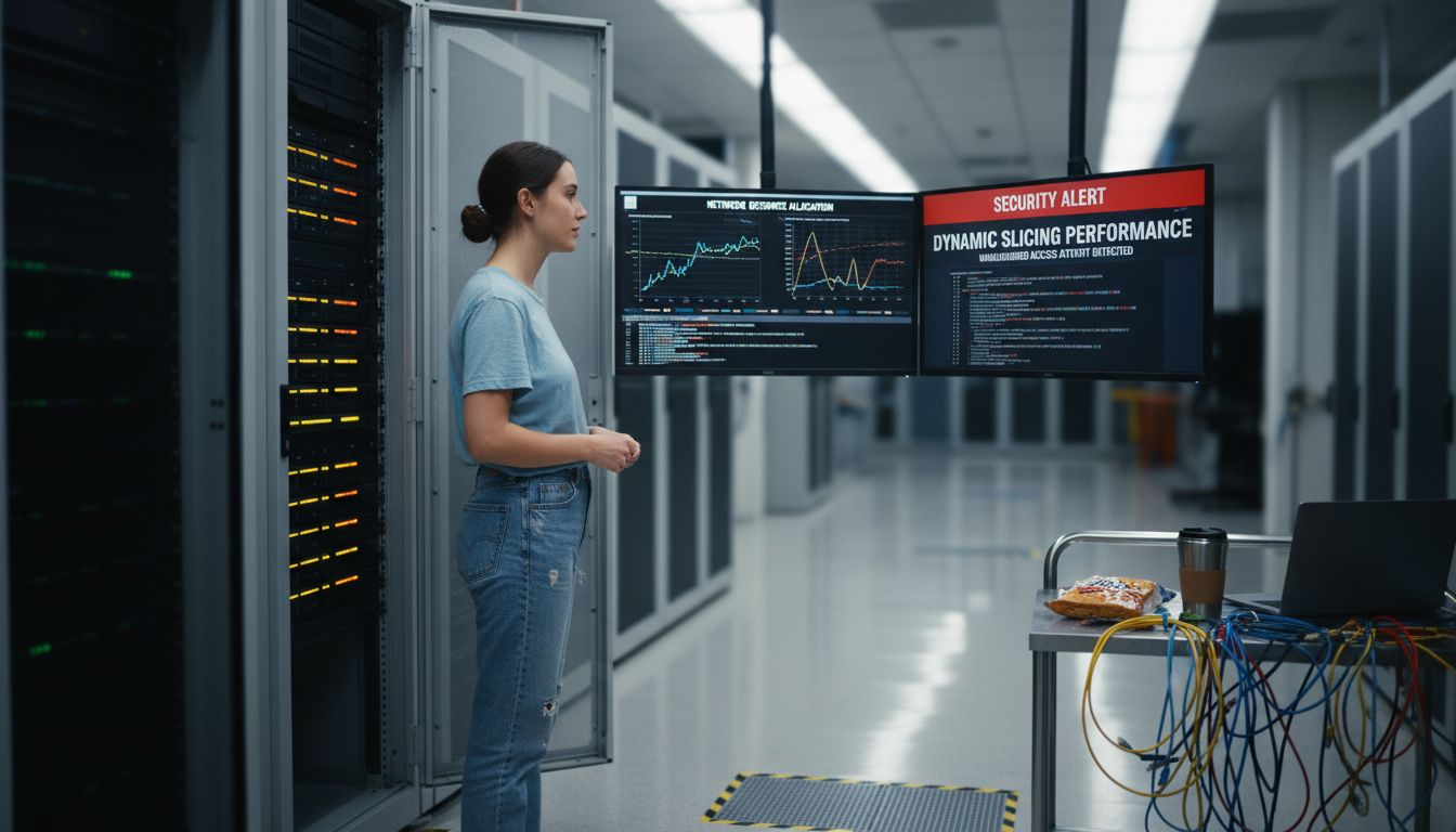 Technician monitoring network slicing resource screens