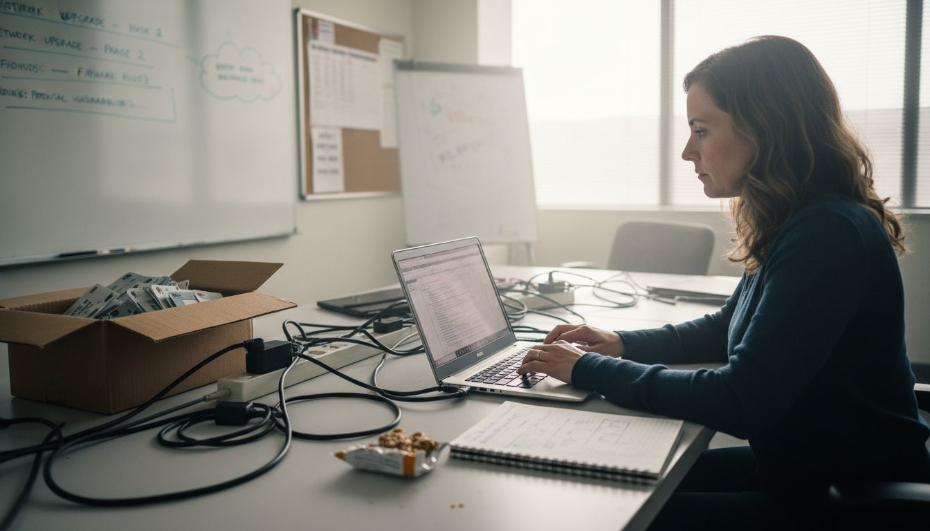 Network administrator performing Wi-Fi audit