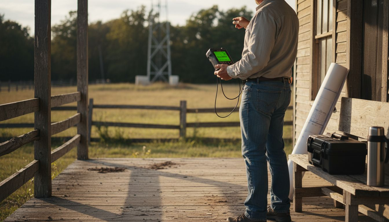 Technician using meter for hotspot positioning