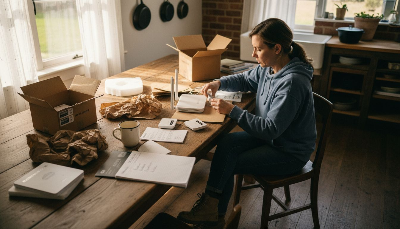 Woman reviewing new rural WiFi hardware