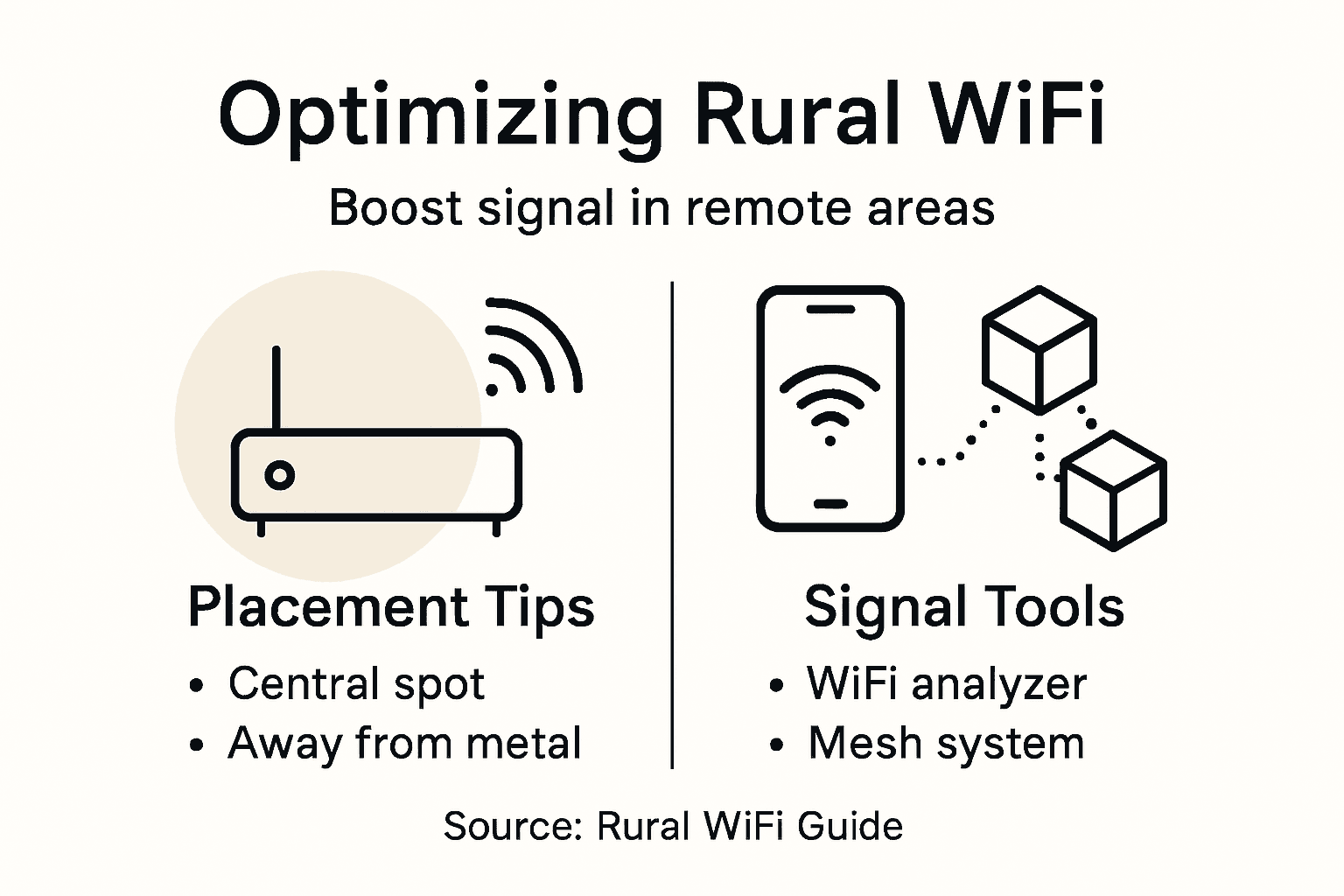 Infographic showing rural WiFi signal tips