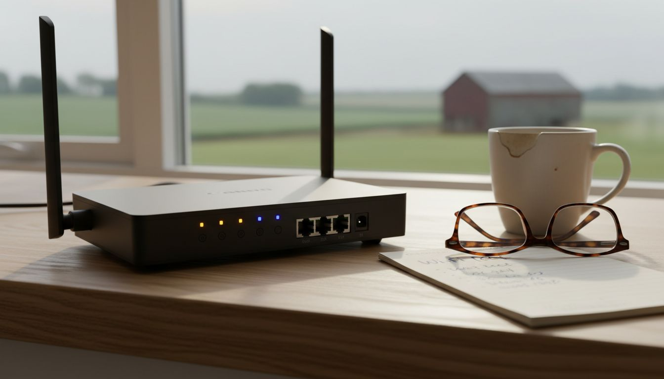 Rural router showing dual-band features and notes