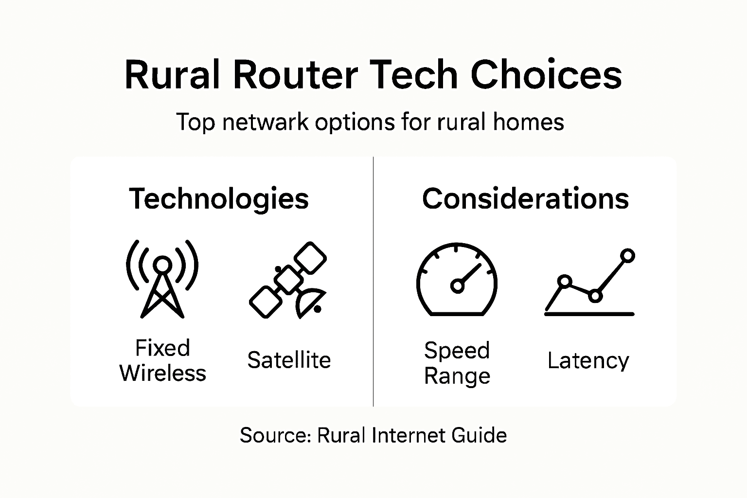 Infographic comparing rural router network options
