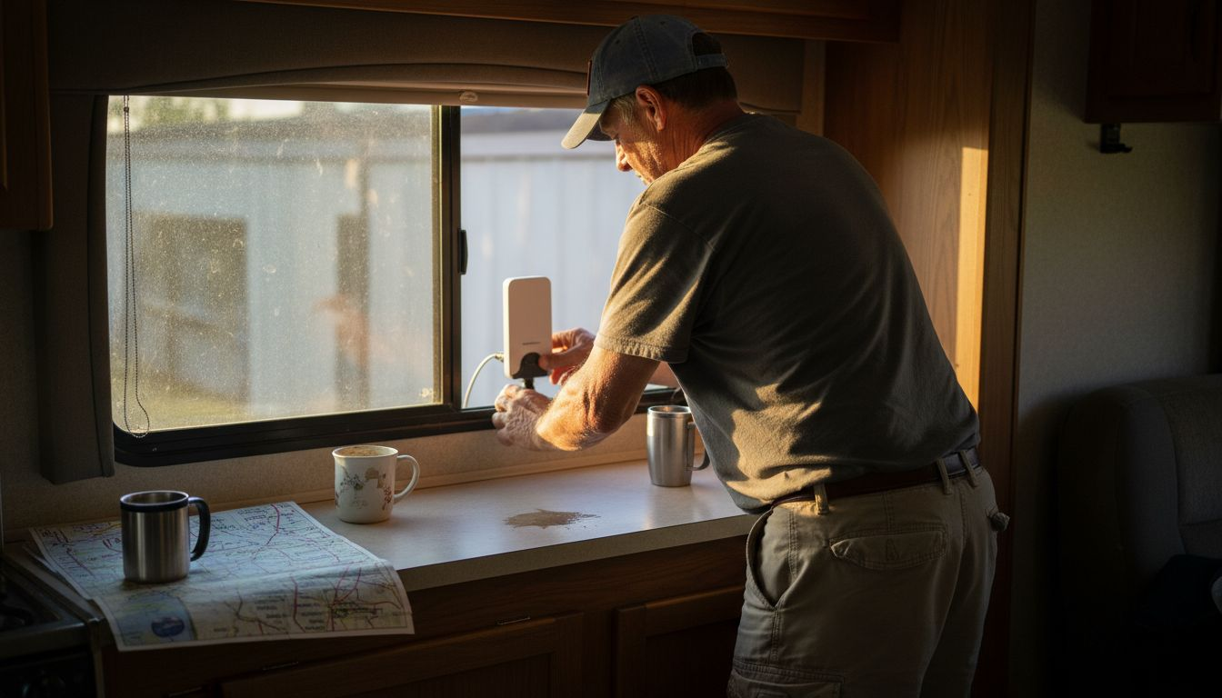 Installing antenna inside RV for internet