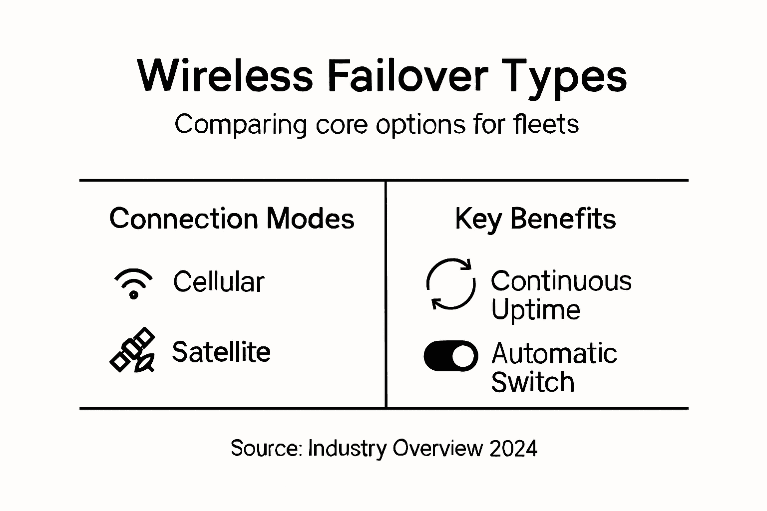 Infographic comparing wireless failover types