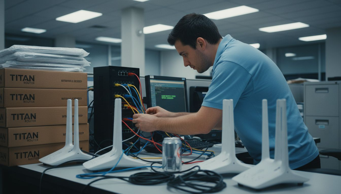 Technician deploying cloud sd-wan branch setup