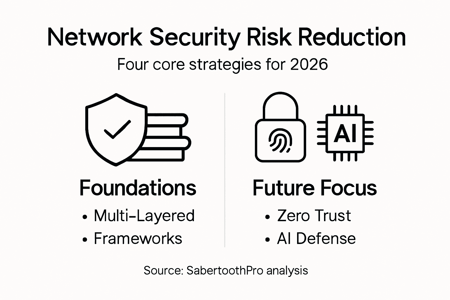 Infographic showing network security risk reduction strategies