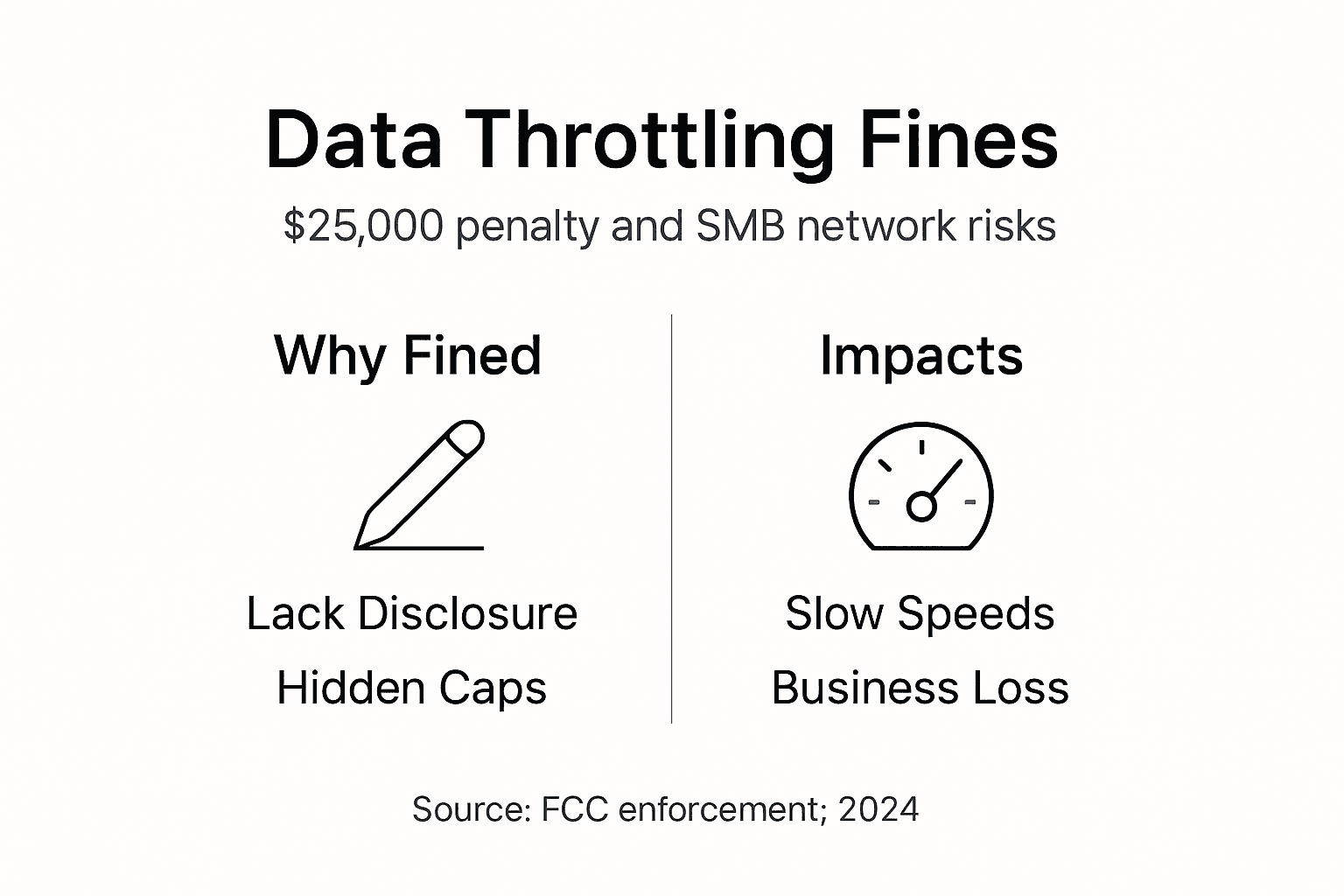 Infographic explaining data throttling fines and risks