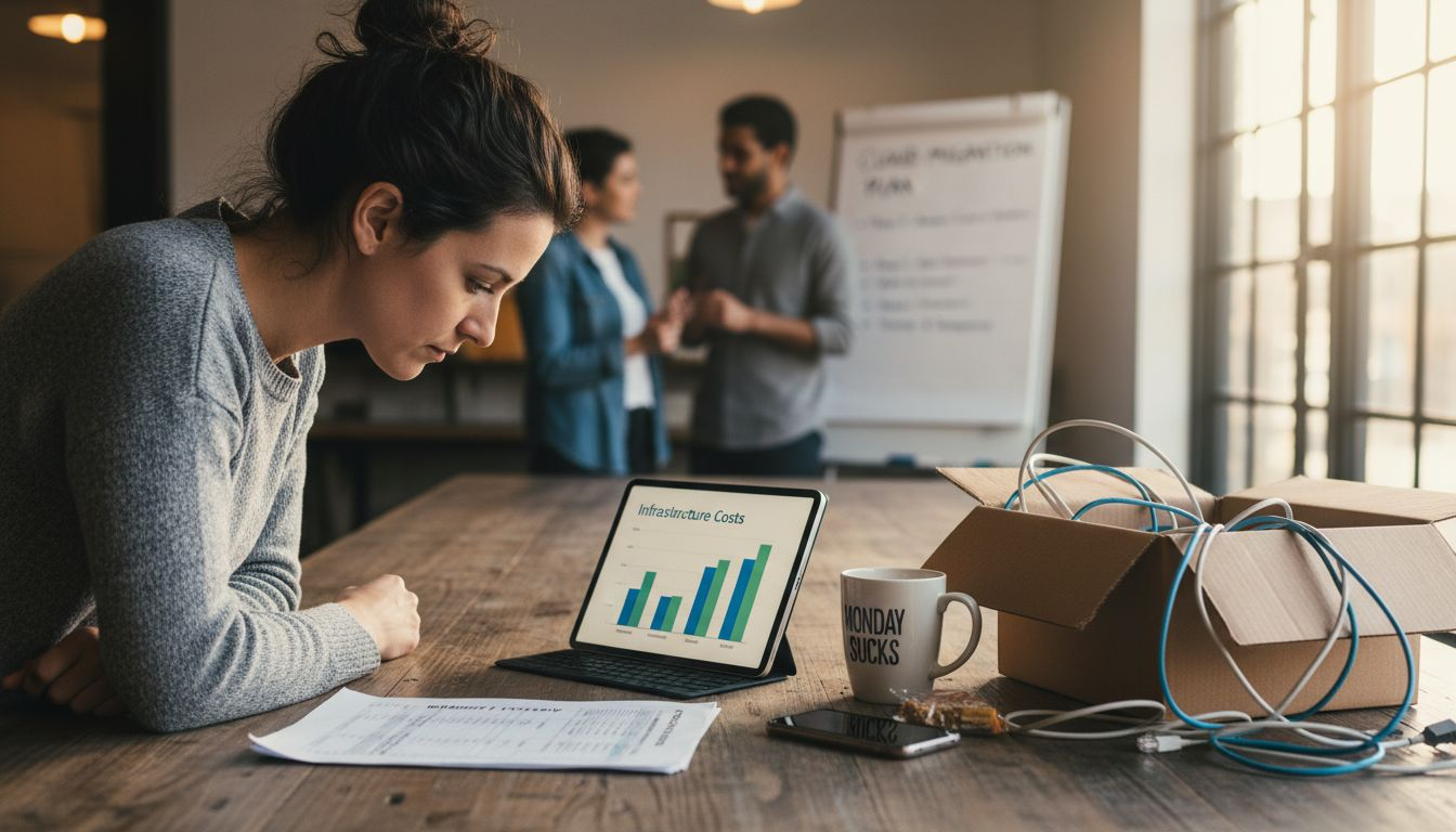 Small business owner reviews cloud costs impact