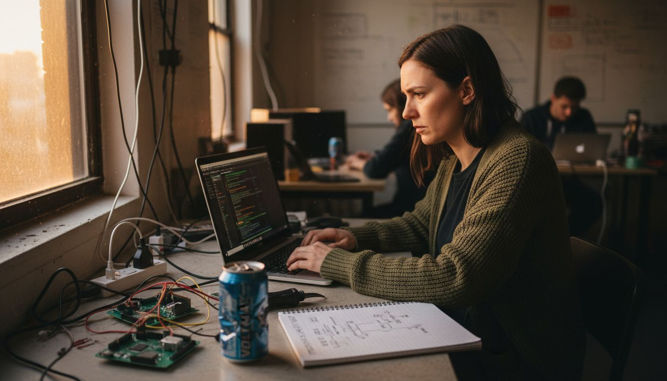 Engineer coding real-time IoT optimization