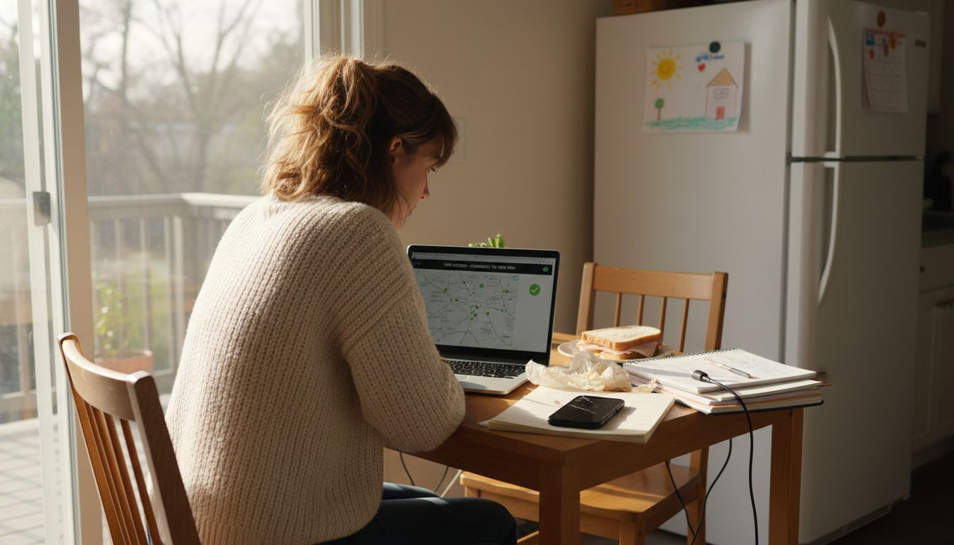 Remote worker checks VPN in home workspace