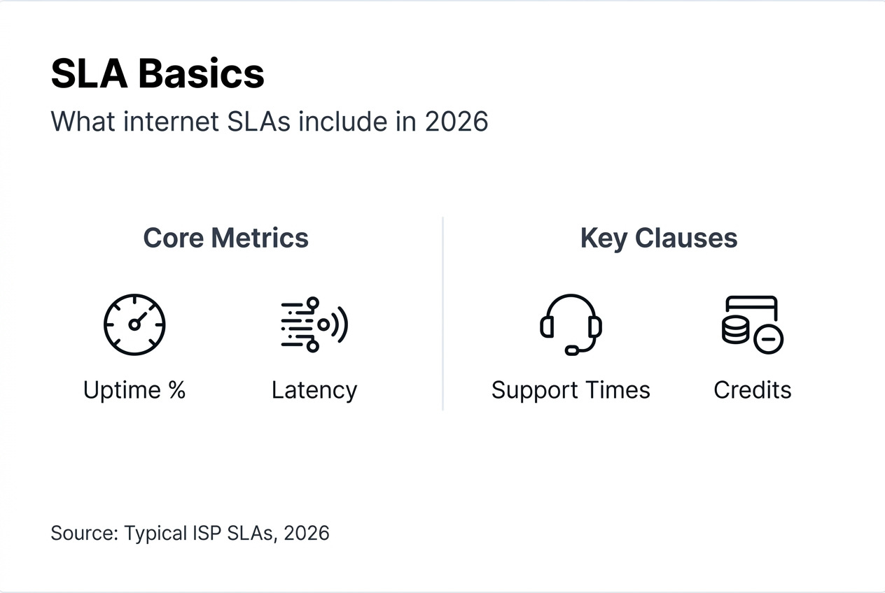 Infographic summarizing internet SLA core basics