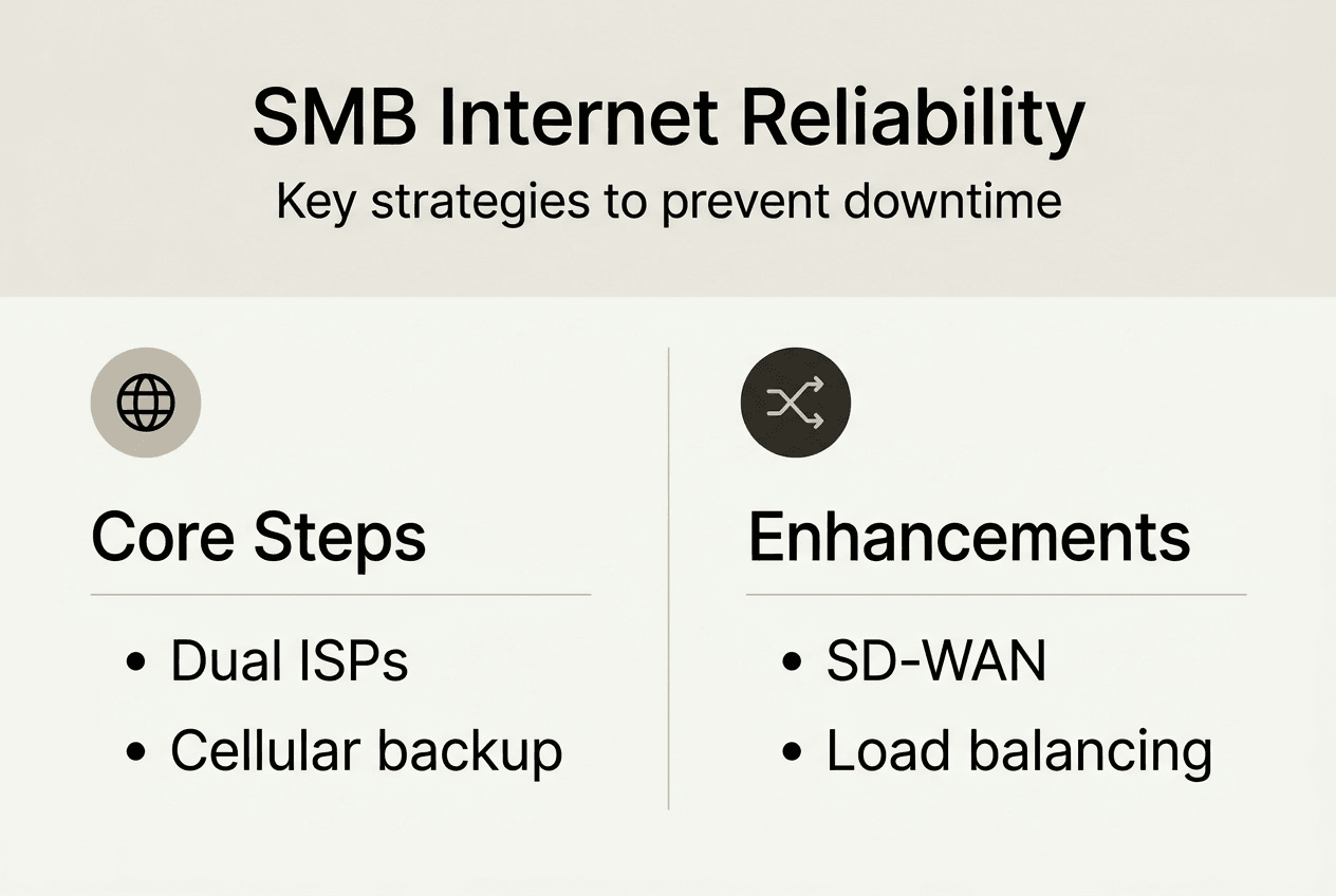 Infographic listing SMB internet reliability steps