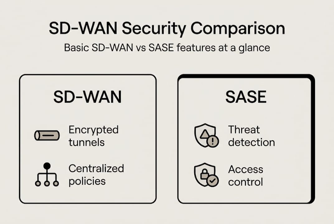Infographic comparing SD-WAN and SASE security