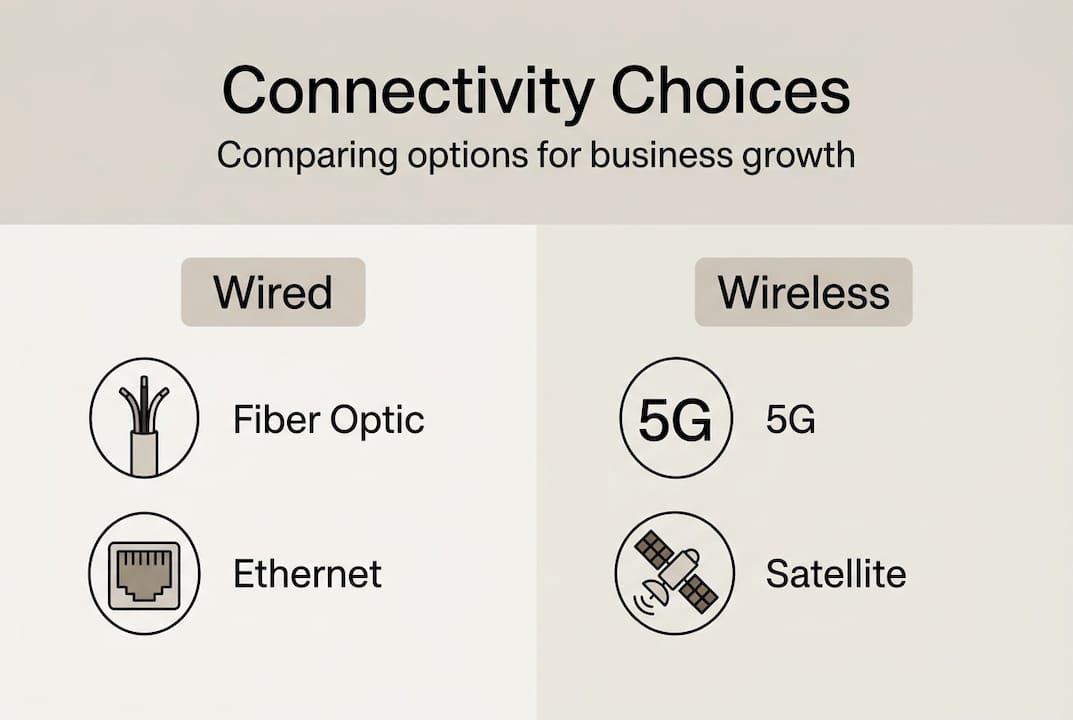 Infographic comparing business connectivity types