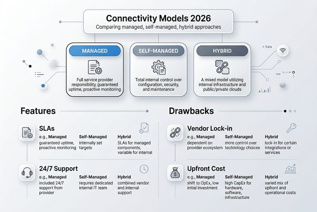 Infographic comparing enterprise connectivity models