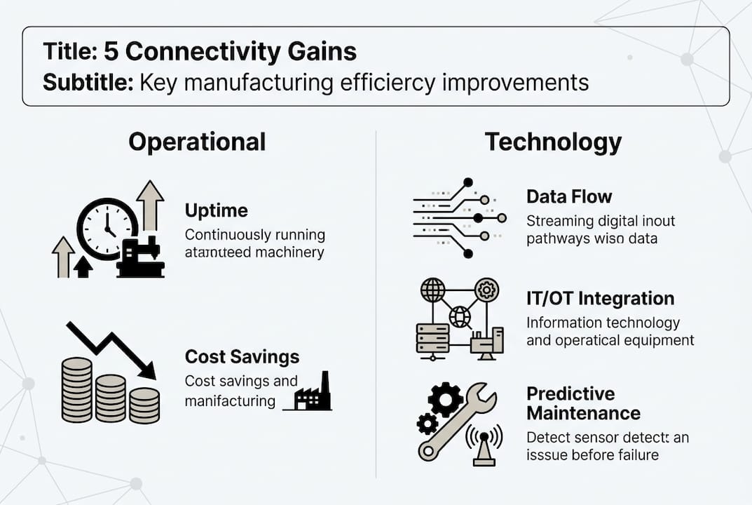Infographic of 5 key connectivity gains in manufacturing