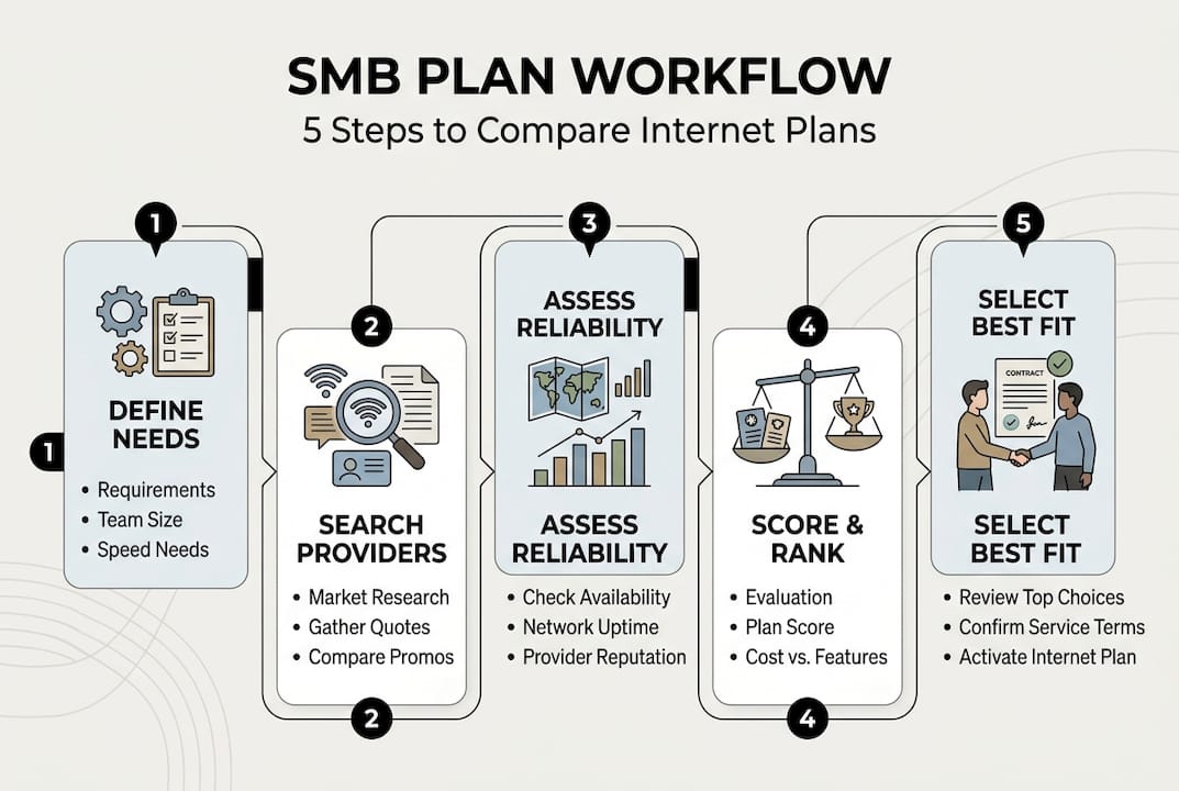 Infographic showing 5-step SMB plan workflow